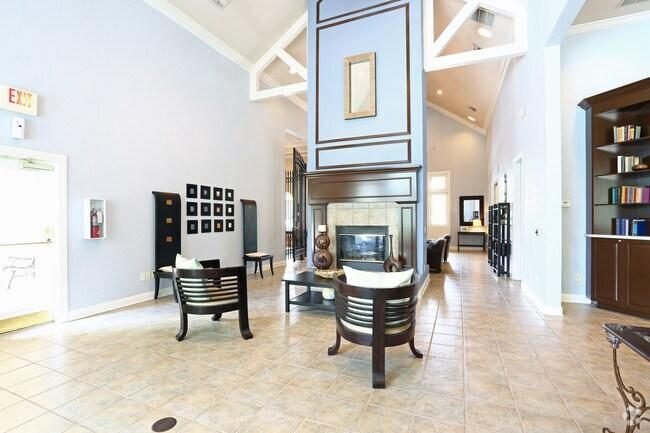 Clubhouse lobby with fireplace seating